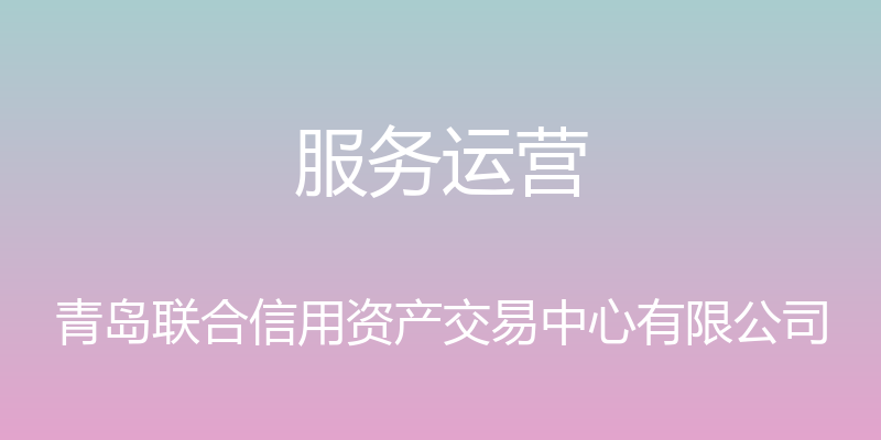 服务运营 - 青岛联合信用资产交易中心有限公司